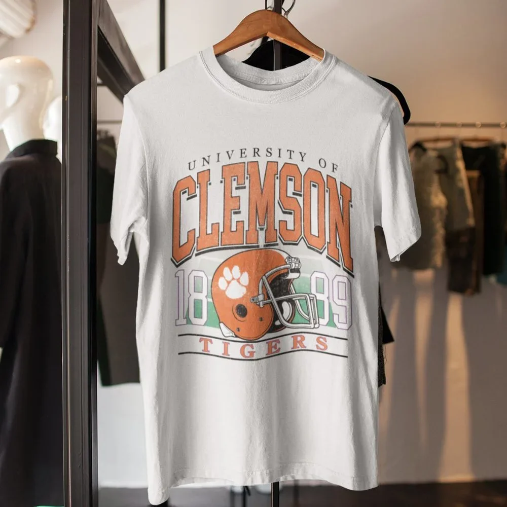 Vintage University of Clemson Tigers 1889 Tee, Clemson Tigers Football T shirt